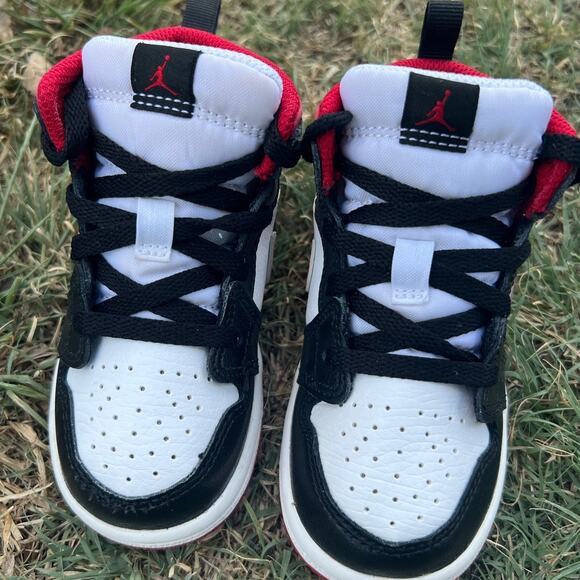 Nike Air Jordan 1 Mid TD 'White Black  640735-122 Toddler Size 7C (1MS) - Picture 5 of 7